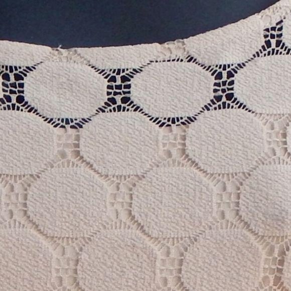 MUSE Nuetral Tan Polkadots Lace Bell Sleeves Mini Dress Retro - Picture 2 of 5